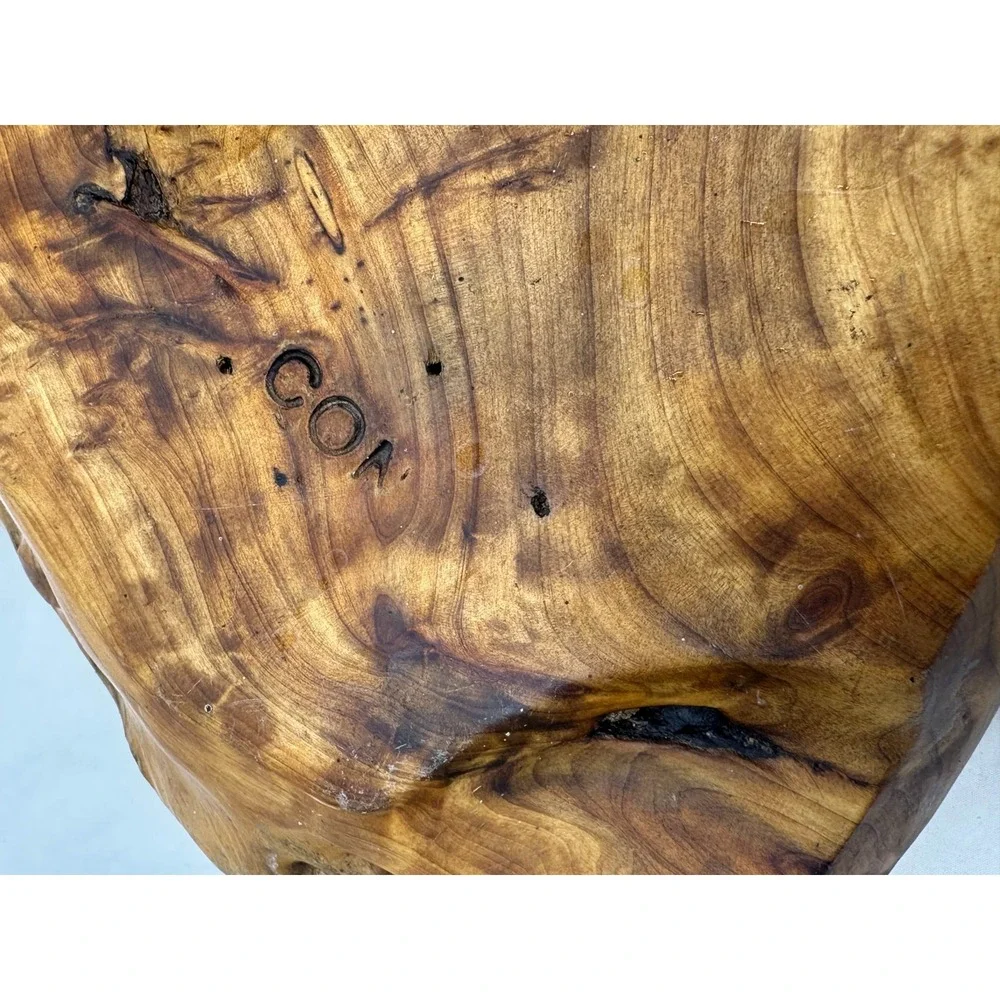 Burl Wood tree Root Bowl Tray Signed COA Free Form Live Edge Lg 10